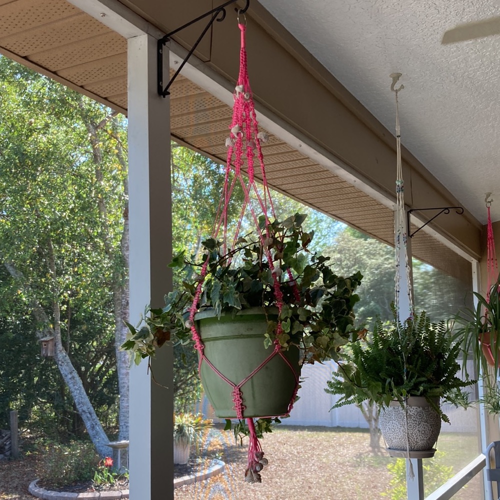 Macrame plant hanger- hot pink